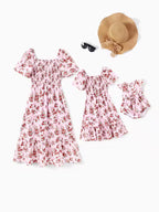 Pink Floral Family Matching Dress